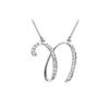 Image 1 : Diamond Letter N Script Initial Pendant : 14K White Gold - 0.15 CT Diamonds