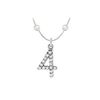 Image 1 : Cubic Zirconia And Cultured Pearl Numeric 4 Charm Pendant : .925 Sterling Silver - 0.07 CT TGW