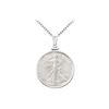 Image 1 : Sterling Silver Walking Liberty 1/2 Dollar Coin Set Into A Sterling Silver Coin Frame Pendant -