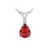 Image 1 : Synthetic Pear Shaped Ruby Solitaire Pendant : .925 Sterling Silver - 1.00 CT TGW