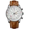 Image 1 : Breitling  Navitimer World Silver Dial GMT Chronograph Brown Crocodile Deployment Strap  Men Watch