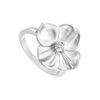 Image 1 : Cubic Zirconia Flower Ring : .925 Sterling Silver - 0.10 CT TGW