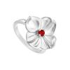 Image 1 : Ruby Flower Ring : 14K Yellow Gold - 0.10 CT TGW
