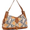 Image 1 : Two-Tone Faux Python Leather Embossed Flap Hobo Bag