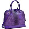 Image 1 : Dasein(R) Ostrich Faux Leather Dome Satchel With Patent Trim