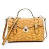 Image 1 : Croco Textured Buckled Push-Lock Satchel