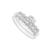 Image 1 : 14K White Gold Semi Mount Ring With Wedding Band Set 0.25 CT Diamonds Not Center Diamond
