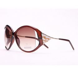 Oversized Fashion Sunglasses W/ Pop Out Mosaic Design - Brown