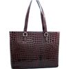 Image 1 : Dasein Large Patent Croco Chic Fashion Tote - Coffee