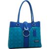 Image 1 : Women's Block Color Shoulder Bag Infused W/ Weave Texture And Ring Accent - Blue