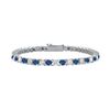Image 1 : Diffuse Sapphire And Cubic Zirconia Prong Set 10K White Gold Tennis Bracelet 2.00 CT TGW