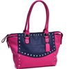 Image 1 : Dasein(R) Pyramid Studded Two Tone Winged Satchel-Navy Blue/Pink