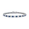 Image 1 : Diffuse Sapphire And Cubic Zirconia Prong Set 10K White Gold Tennis Bracelet 4.00 CT TGW