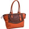 Image 1 : Dasein(R) Pyramid Studded Two Tone Winged Satchel-Brown/Orange