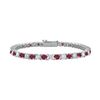 Image 1 : Sterling Silver Round GF Bangkok Ruby And Cubic Zirconia Tennis Bracelet 2.00 CT TGW