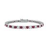 Image 1 : Sterling Silver Round GF Bangkok Ruby And Cubic Zirconia Tennis Bracelet 4.00 CT TGW