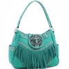 Image 1 : Realtree(R) Fringed Studded Turquoise Cross Hobo Bag