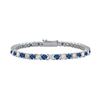 Image 1 : Sterling Silver Round Diffuse Sapphire And Cubic Zirconia Tennis Bracelet 4.00 CT TGW