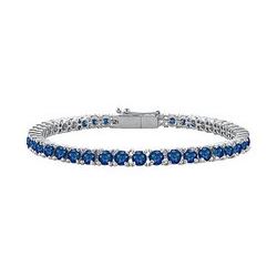 Sapphire Prong Set Sterling Silver Tennis Bracelet 7.00 CT TGW