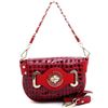 Image 1 : Women's Mini Croco Embossed Baguette W/ Interchangeable Straps & Twist-Lock Accent - Red