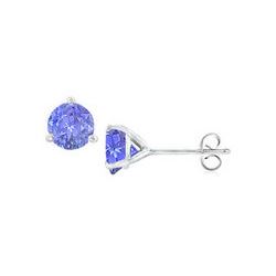 14K White Gold Martini Style Created Tanzanite Stud Earrings With 0.50 CT TGW