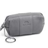 Image 1 : Unisex Genuine Leather Multi-Functional Pouch W/ Inside Attached Key Chain - Grey