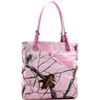 Image 1 : Dasein(R) Classic Square Camouflage Tote Bag With Belted Straps In Realtree(R) - Light Pink Croco Tr