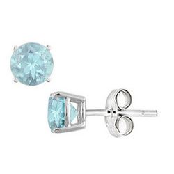 Aquamarine Stud Earrings In Sterling Silver 2.00 CT TGW