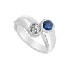 Image 1 : Diffuse Sapphire And Cubic Zirconia Ring : 14K White Gold - 1.00 CT TGW