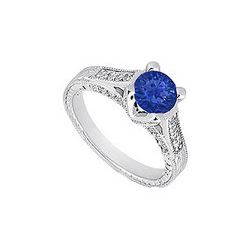 Diffuse Sapphire And Cubic Zirconia Engagement Ring .925 Sterling Silver 1.00 CT TGW