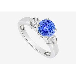 Engagement Ring Tanzanite And Cubic Zirconia In 14K White Gold 1.20 Carat TGW