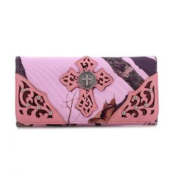 Mossy Oak(R) Studded Cross Embroidered Faux Leather Wallet