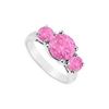 Image 1 : Sterling Silver Created Pink Sapphire Three Stone Ring 2.50 CT TGW