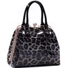 Image 1 : Faux Patent Leather Leopard A Frame Satchel