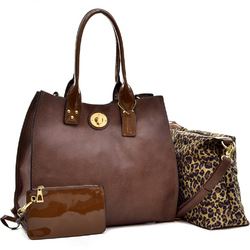 Dasein(R) 2-In-1 Satchel Bag With Patent Leather Trim