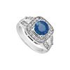 Image 1 : 10K White Gold Diffuse Blue Sapphire And Cubic Zirconia Engagement Ring 1.50 CT TGW