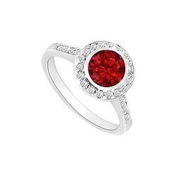 GF Bangkok Ruby And Cubic Zirconia Engagement Ring .925 Sterling Silver 1.00 CT TGW