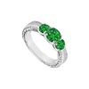 Image 1 : Frosted Emerald Three Stone Ring .925 Sterling Silver 0.50 CT TGW