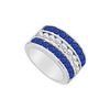 Image 1 : Diffuse Sapphire And Cubic Zirconia Row Ring 10K White Gold 2.50 CT TGW