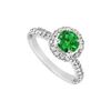 Image 1 : Sterling Silver Frosted Emerald And Cubic Zirconia Engagement Ring 1.25 CT TGW