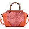 Image 1 : Wooden Handle Satchel Bag With Mesh Deco