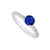 Image 1 : Diffuse Sapphire And Cubic Zirconia Engagement Ring 10K White Gold 0.50 CT TGW