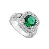 Image 1 : Frosted Emerald And Cubic Zirconia Ring : 10K White Gold - 4.00 CT TGW