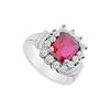 Image 1 : GF Bangkok Ruby And Cubic Zirconia Ring : 10K White Gold - 3.25 CT TGW