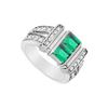 Image 1 : Frosted Emerald And Cubic Zirconia Ring : 10K White Gold - 1.25 CT TGW