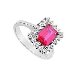 GF Bangkok Ruby And Cubic Zirconia Ring : 10K White Gold - 3.66 CT TGW