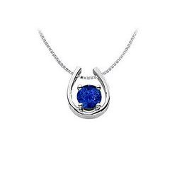 Diffuse Sapphire Horseshoe Pendant : 14K White Gold - 1.00 CT TGW