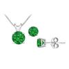 Image 1 : Emerald Solitaire Pendant With Earrings Set In Sterling Silver 2.00 CT TGW