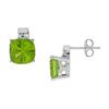 Image 1 : Peridot And Diamond Earrings : 14K White Gold - 3.00 CT TGW