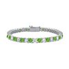 Image 1 : Peridot And Cubic Zirconia Prong Set 10K White Gold Tennis Bracelet 7.00 CT TGW